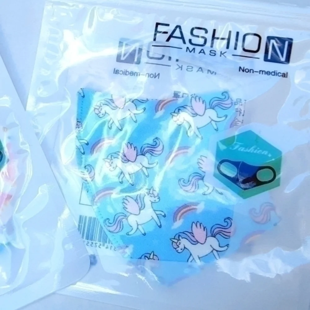 Kids Fashion Face Mask Coverings- White/Blue